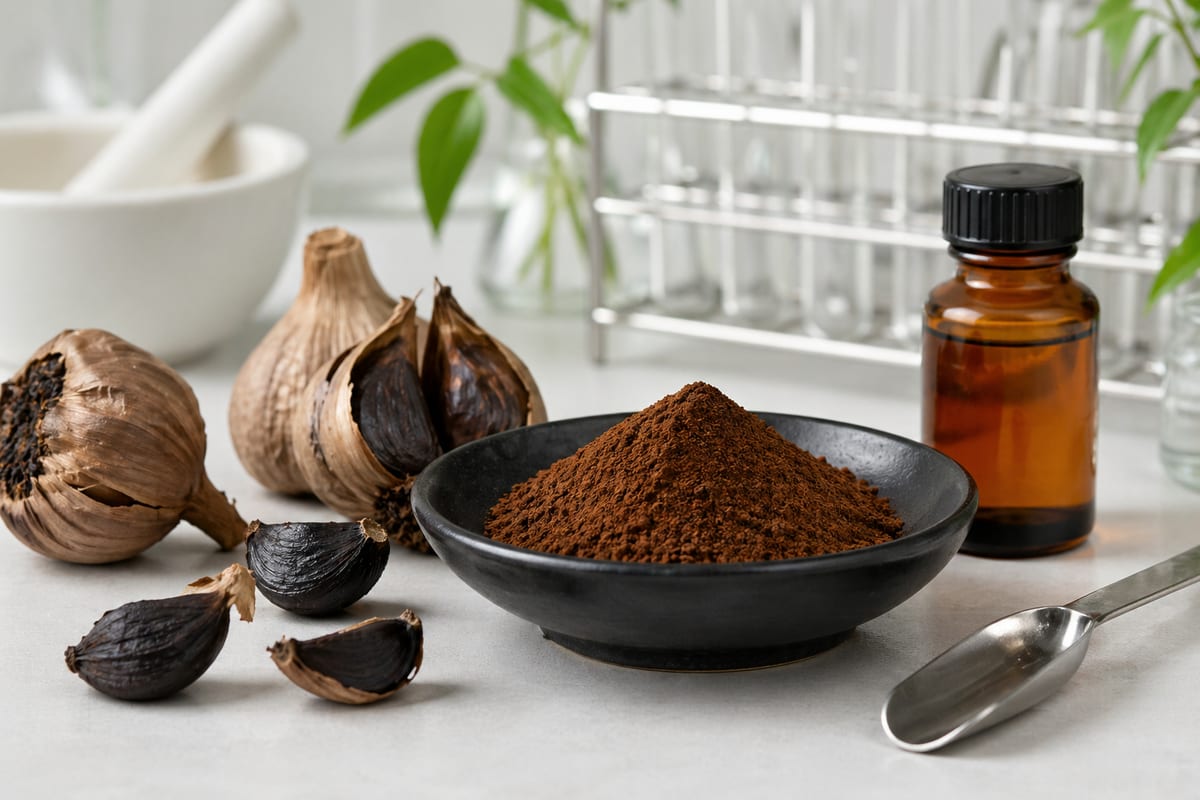 Black garlic extract powder with aged garlic bulbs for SAC specification review