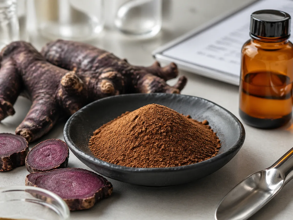 Black ginger extract powder and rhizome material prepared for B2B ingredient review